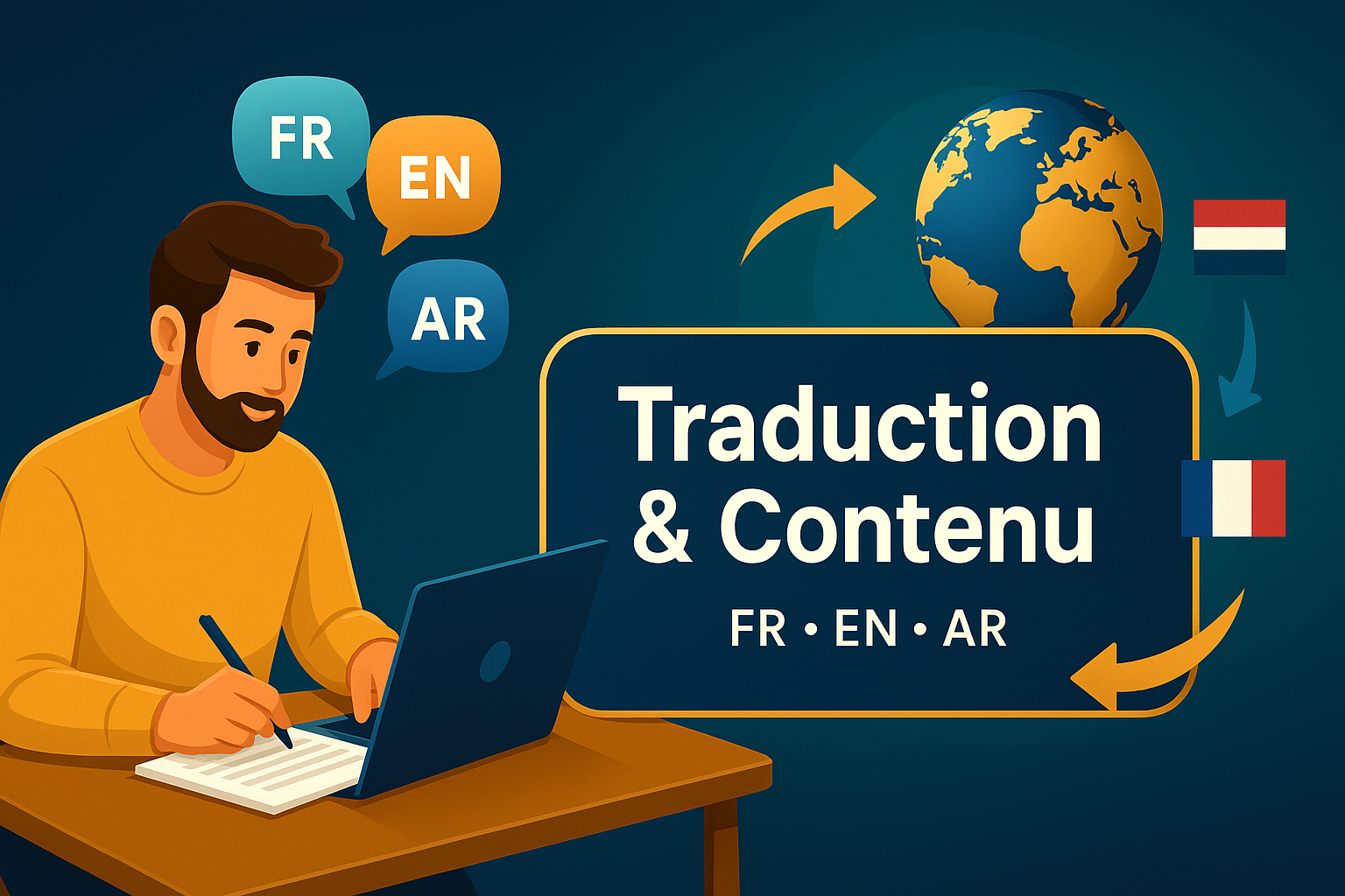 Traduction & contenu — rédaction multilingue et scripts vidéo